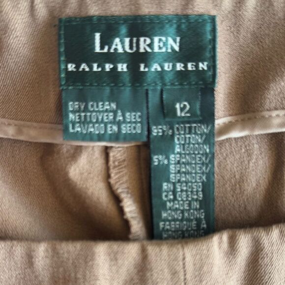 Lauren Ralph Lauren Pants Womens Size 12 Tan Stretchy Slim Ankle Side Zip Preppy - Picture 5 of 7